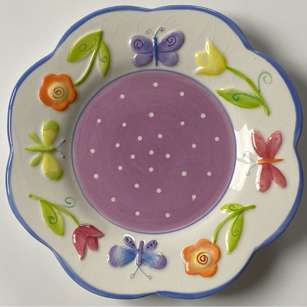 Yankee Candle Plate By Noelle Dahlen Butterflies and Flowers Vintage Spring